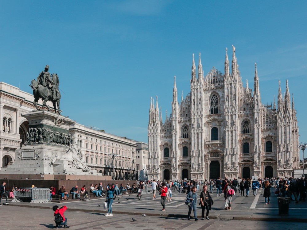Statue and Cathedral in Milan